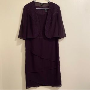 LE BOS Embroidered Trim Tiered Jacket Dress